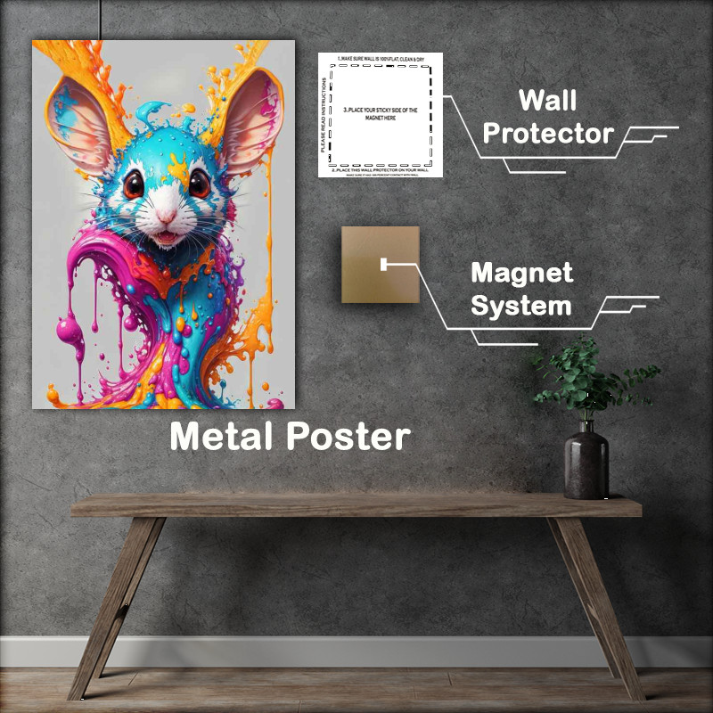Buy Metal Poster : (Mouse Magic in Multicolor splash art)