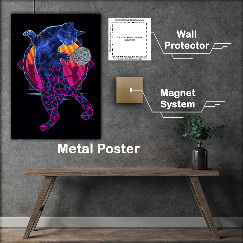Buy Geocat Metal Art : (Geometric Cat Metal Poster)