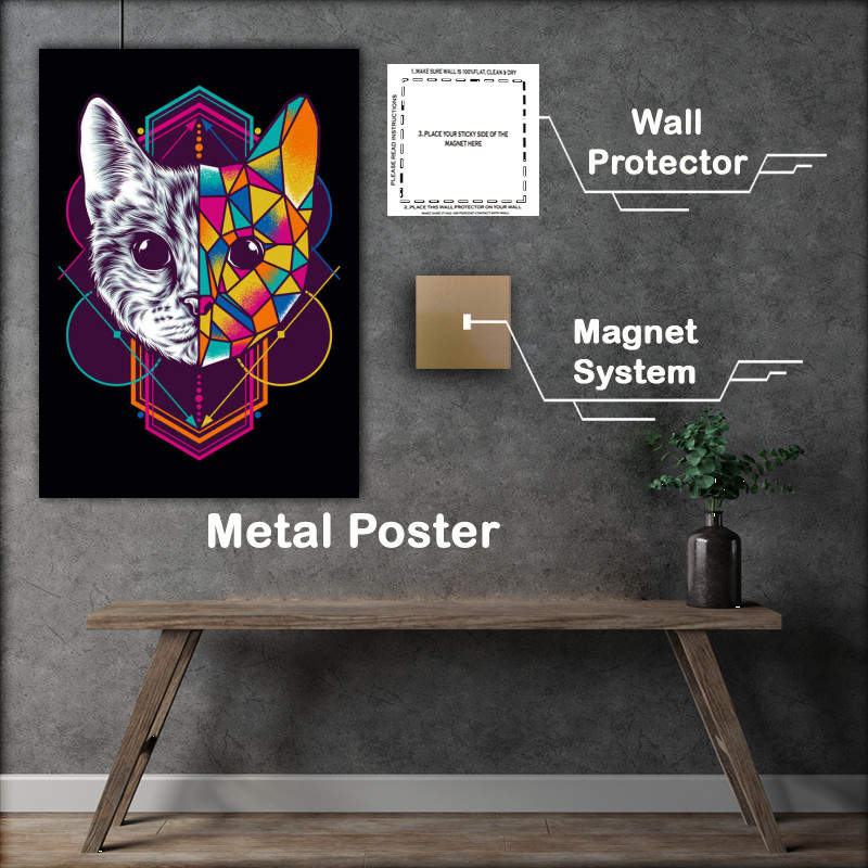 Buy Metal Poster : (Geometric Cat Face)