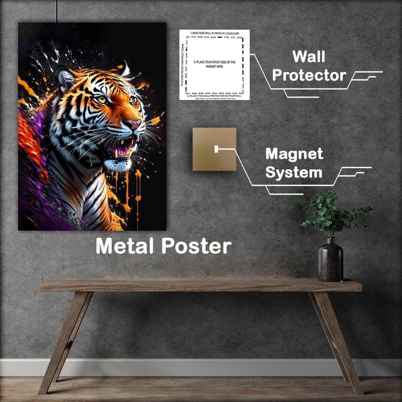 Buy Metal Poster : (Tiger king splash art of colours)