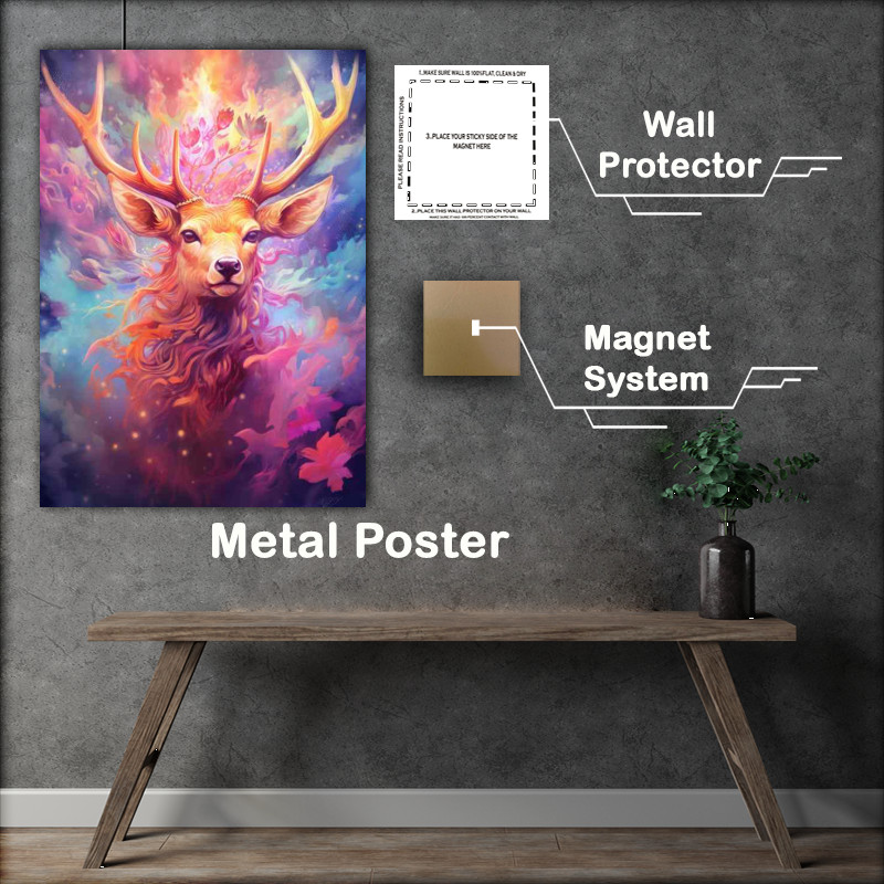 Buy Metal Poster : (Vibrant Deer Bliss nice pink tones)