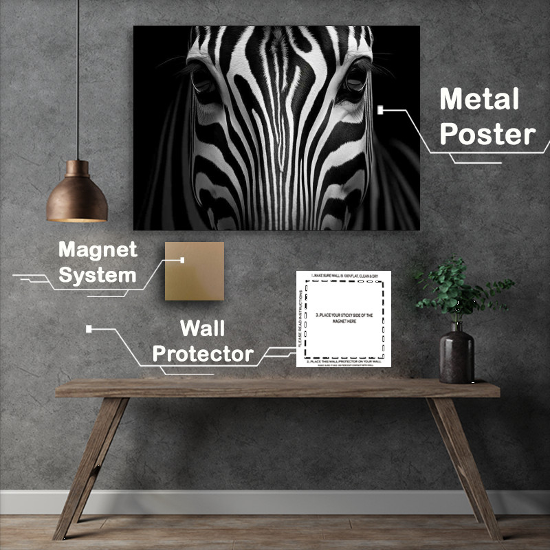 Buy Metal Poster : (Zebra head with amazing stripes)