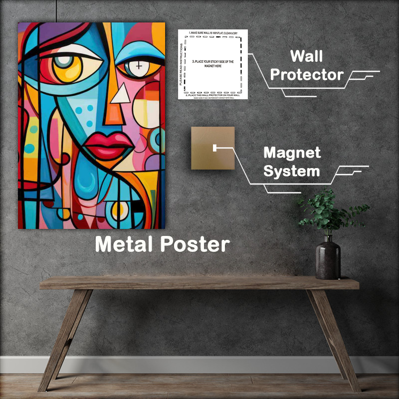 Buy Metal Poster : (Vibrant Encounters Abstract Faces in Multicolor)