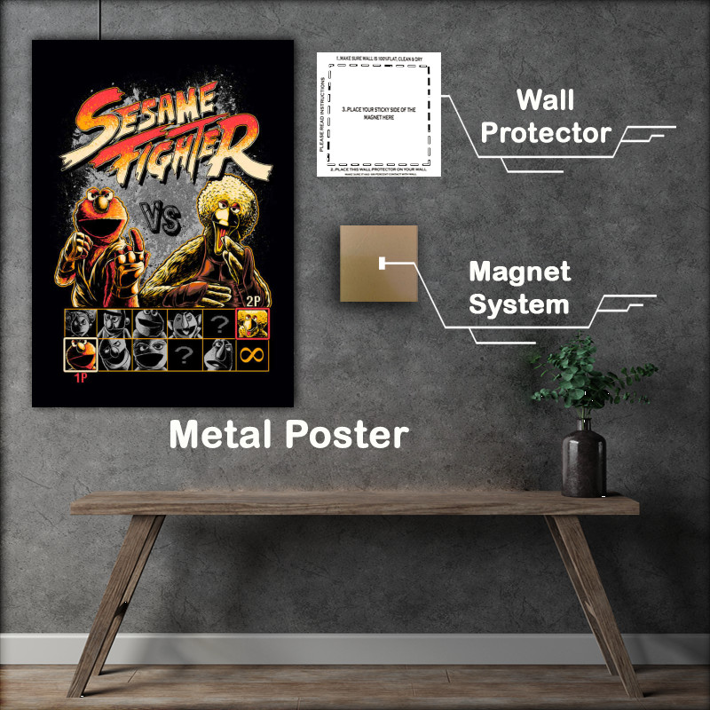 Buy : (Sesame Fighter Big Bird & Gonzo Metal Poster)