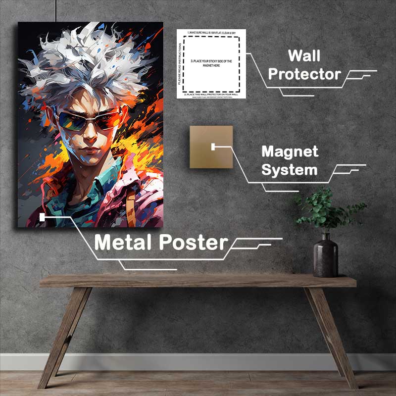 Buy Metal Poster : (Kakashi Naruto style of with colours splash art)
