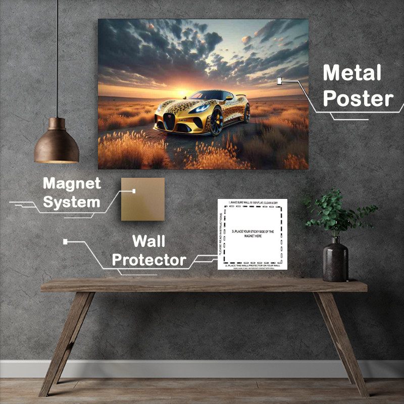 Buy : (Cheetah Essence Agile Yellow Sports Car Metal Poster)