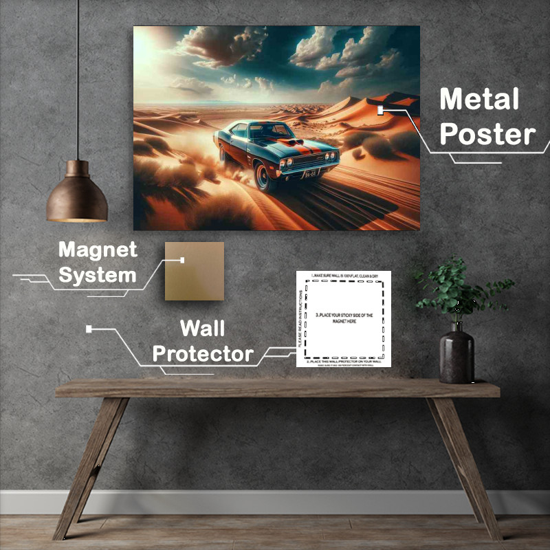 Buy : (Desert Roaring Muscle Car Metal Poster)