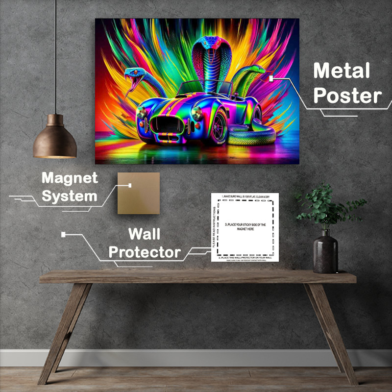 Buy Metal Poster : (Vibrant Cobra Car and Serpent Display brightly colored)