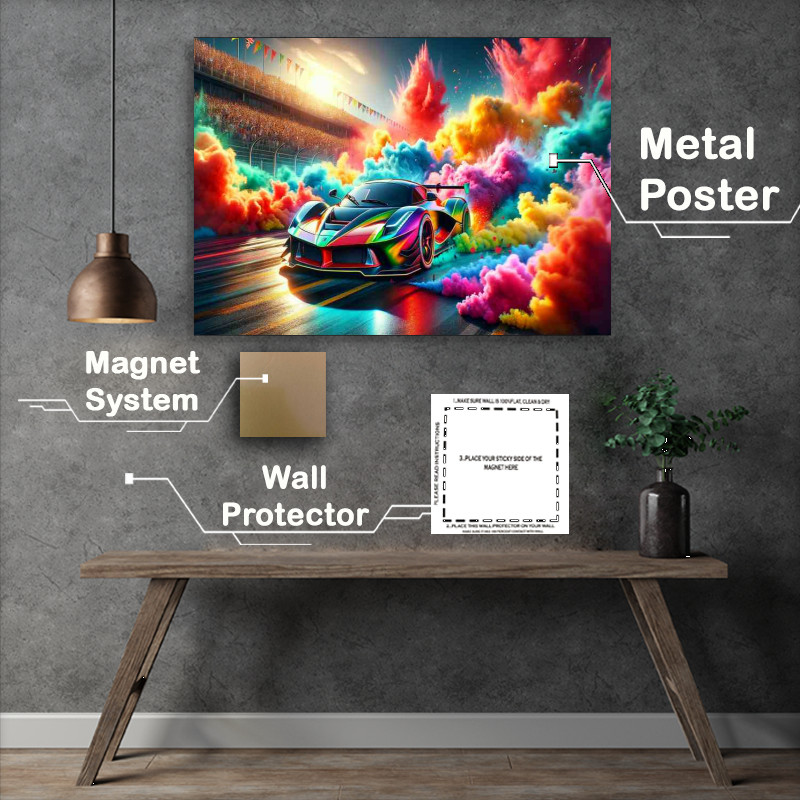 Buy Metal Poster : (Vibrant Supercar Battle)