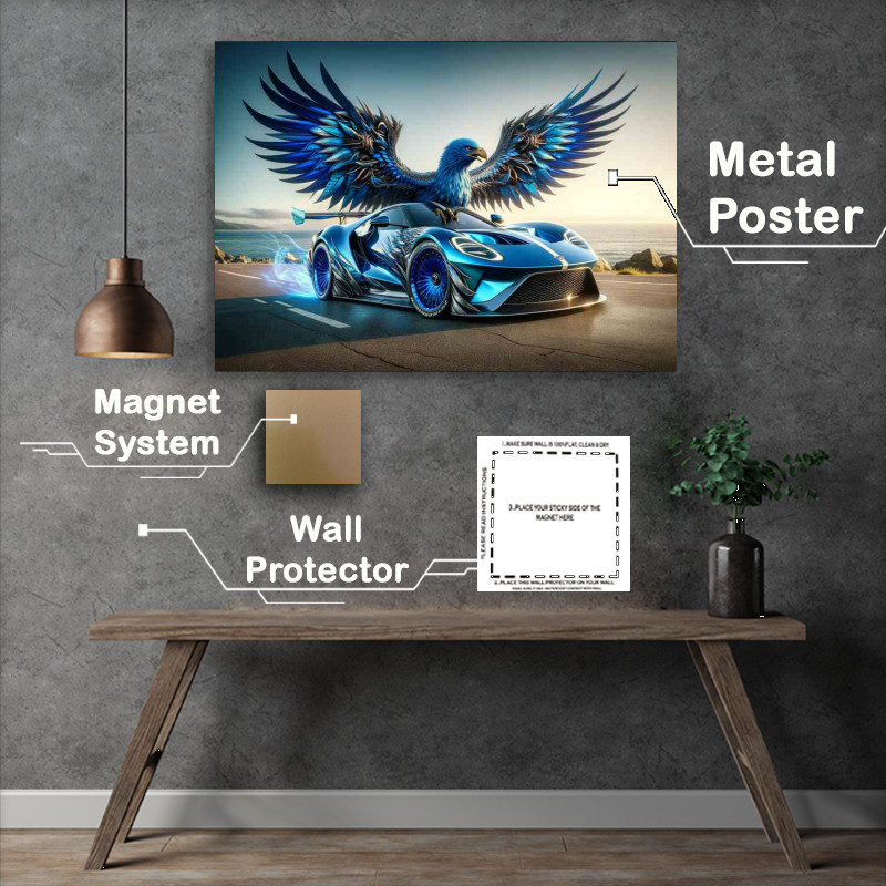 Buy : (Majestic Eagle Fusion Blue Car Metal Poster)