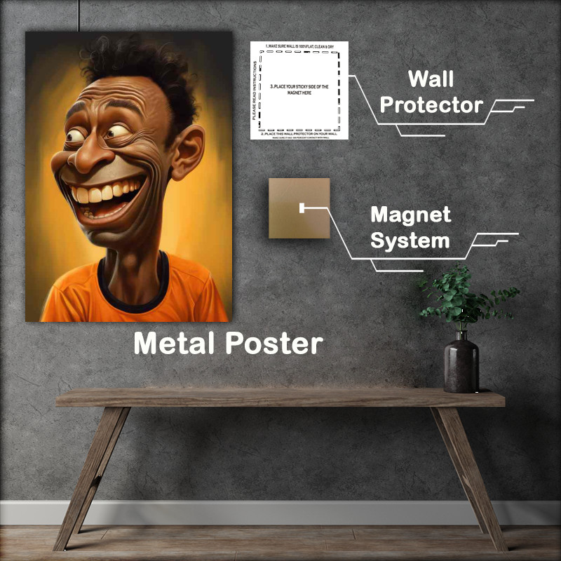 Buy Metal Poster : (Caricature of Pele the footballer)