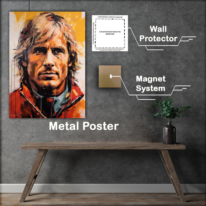 Buy Metal Poster : (James Hunt Formula one racing driver portrait)