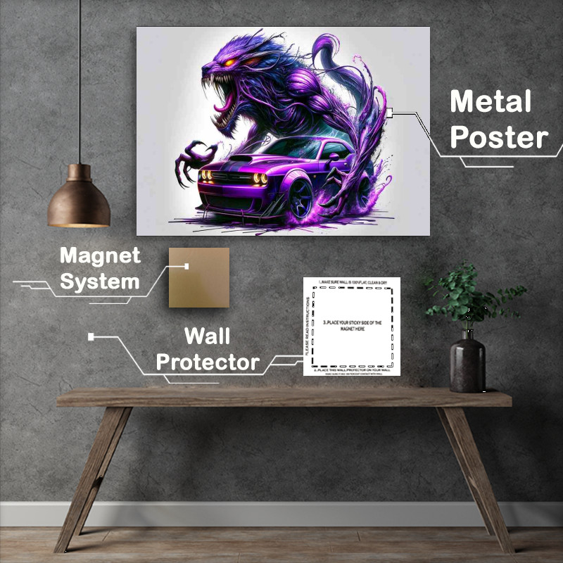 Buy : (Beast Fusion Purple Muscle Car Metal Poster)