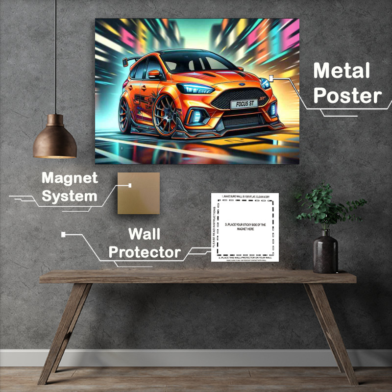 Buy : (Ford FOCUS ST Orange Metal Poster)