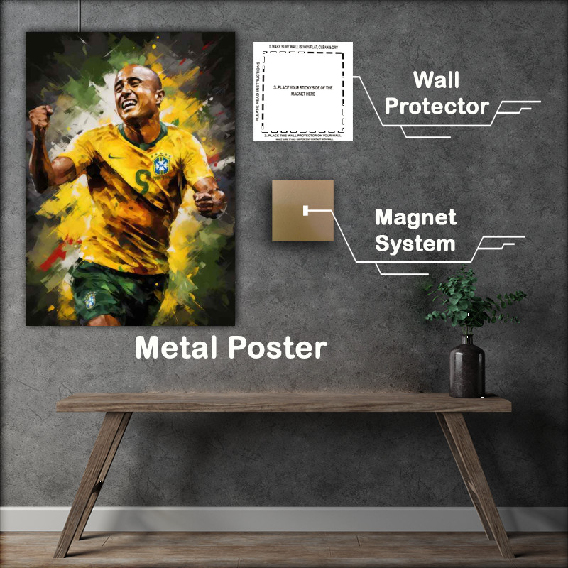 Buy Metal Poster : (Roberto Carlos Footballer abstract style art)