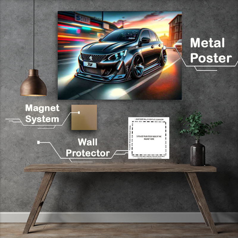 Buy : (Peugeot 308 Blackout Metal Poster)