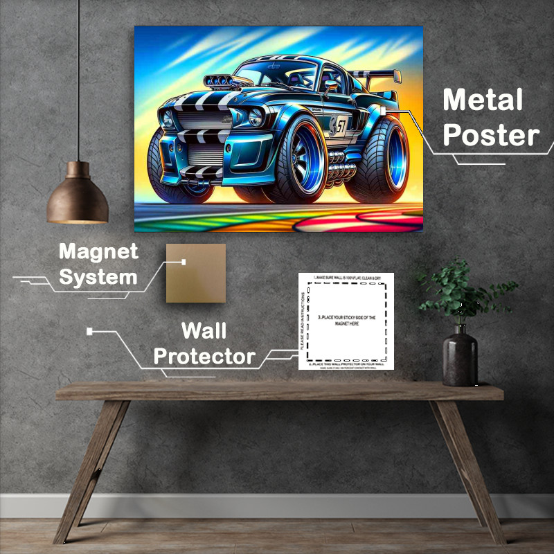 Buy Metal Poster : (Shelby GT500CR style in blue with big wheels)