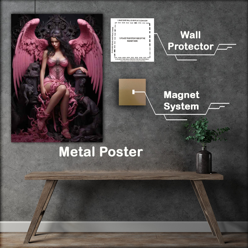 Buy Metal Poster : (The Dark Angel with pink wings and pink dress)