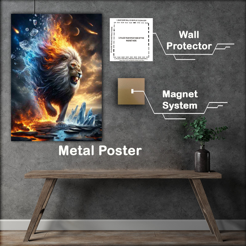 Buy Elemental Merge Metal Poster : (Elemental Fury Lions)