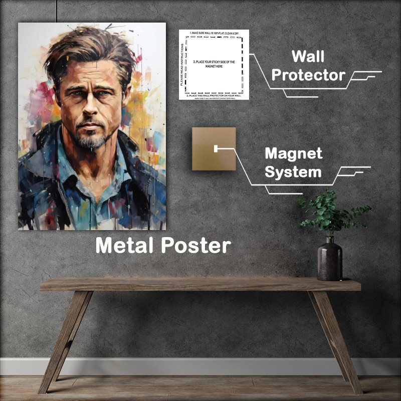 Buy Metal Poster : (Brad Pitt Very colourful style)