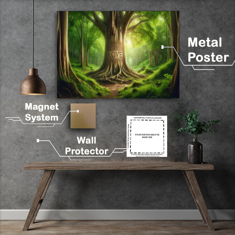 Buy Metal Poster : (Eternal Love Carved Tree Romance Scenery)
