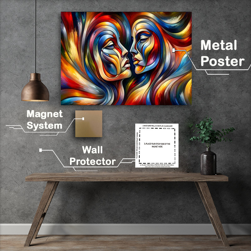 Buy Metal Poster : (Abstract Faces Artistic Expression Painting)