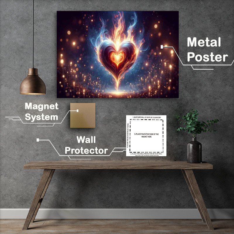 Buy : (Eternal Love Heart Ablaze Metal Poster)