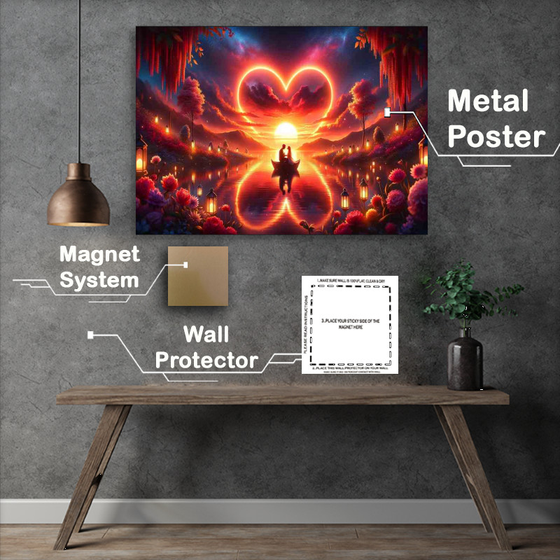 Buy Metal Poster : (Eternal Love Romantic Sunset Heart Reflection)