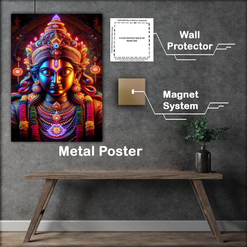 Buy Metal Poster : (Vibrant Neon Indian Deity)