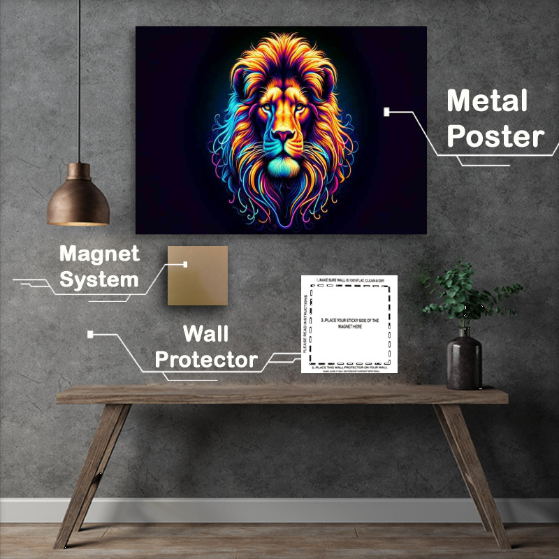 Buy : (Vibrant Lion Neon Metal Poster)