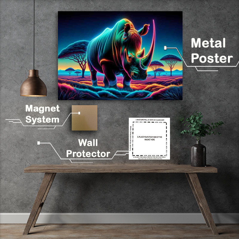Buy : (Neon Rhino Metal Poster)
