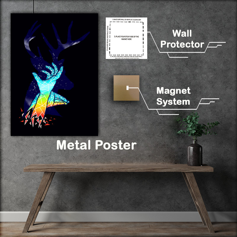 Buy Metal Poster : (Geometric Deer Shadow)