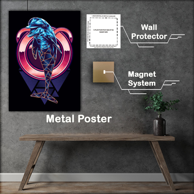 Buy Metal Poster : (Geometric Dolphin)
