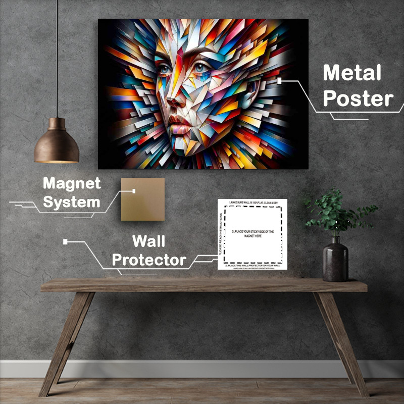 Buy Metal Poster : (Abstract Fragmented Beauty Modern Art face)
