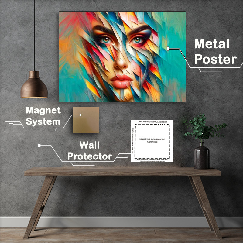 Buy Metal Poster : (Abstract Fragmented Beauty Modern Art spiked face)