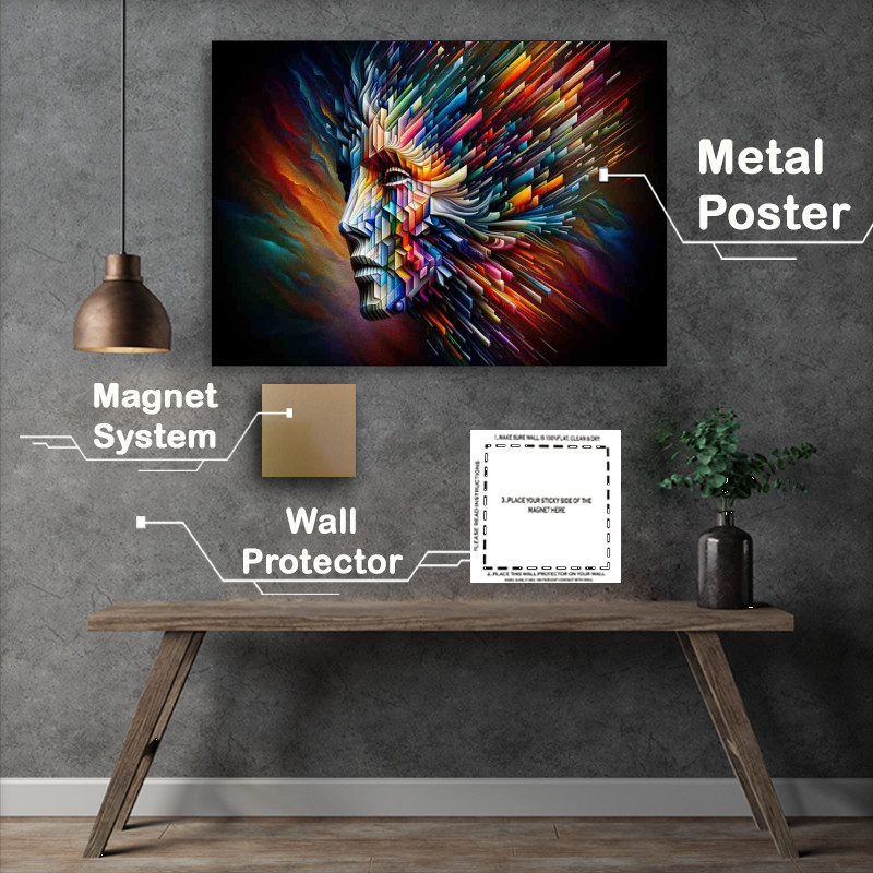 Buy Metal Poster : (Geometric Abstract Face Artistic Representation)