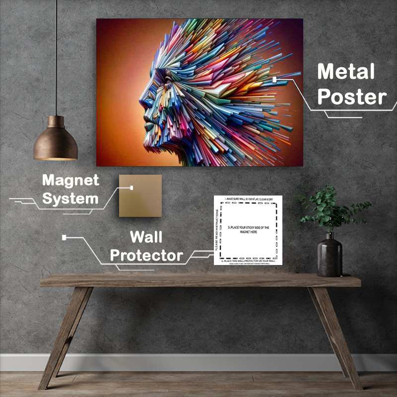 Buy Metal Poster : (Surreal Geometric Abstract Face Artistic Representation)