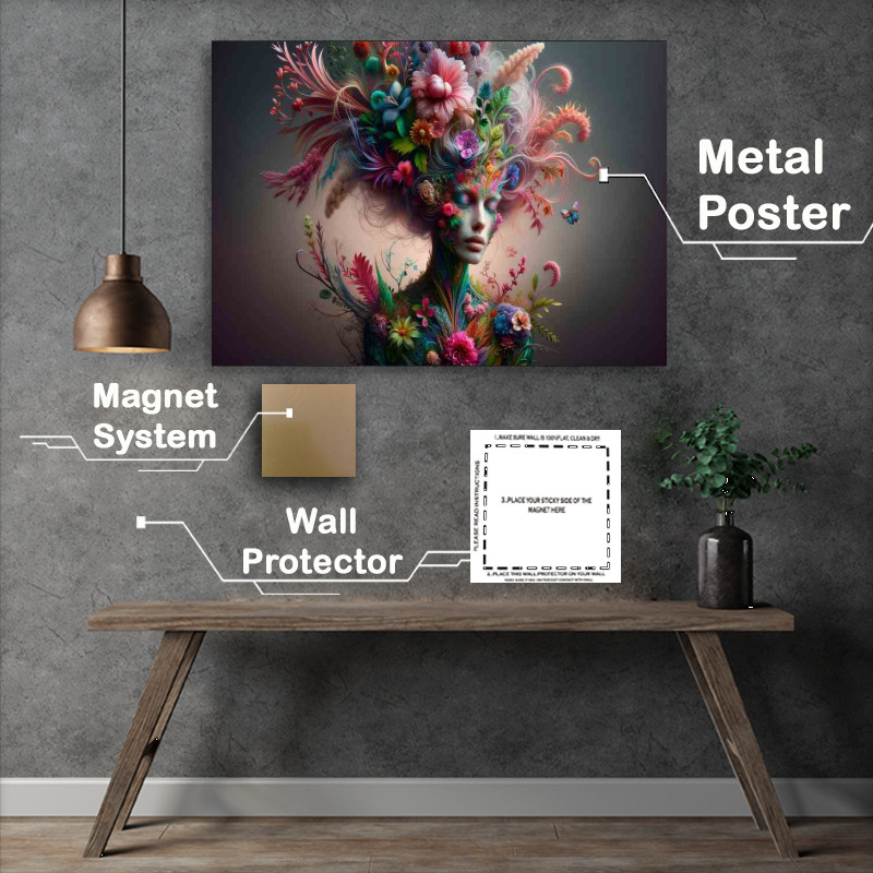 Buy Metal Poster : (Vibrant Elegance Floral Fantasy Art)