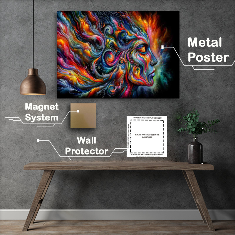Buy Metal Poster : (Vibrant Visage Abstract Artistic Expression )