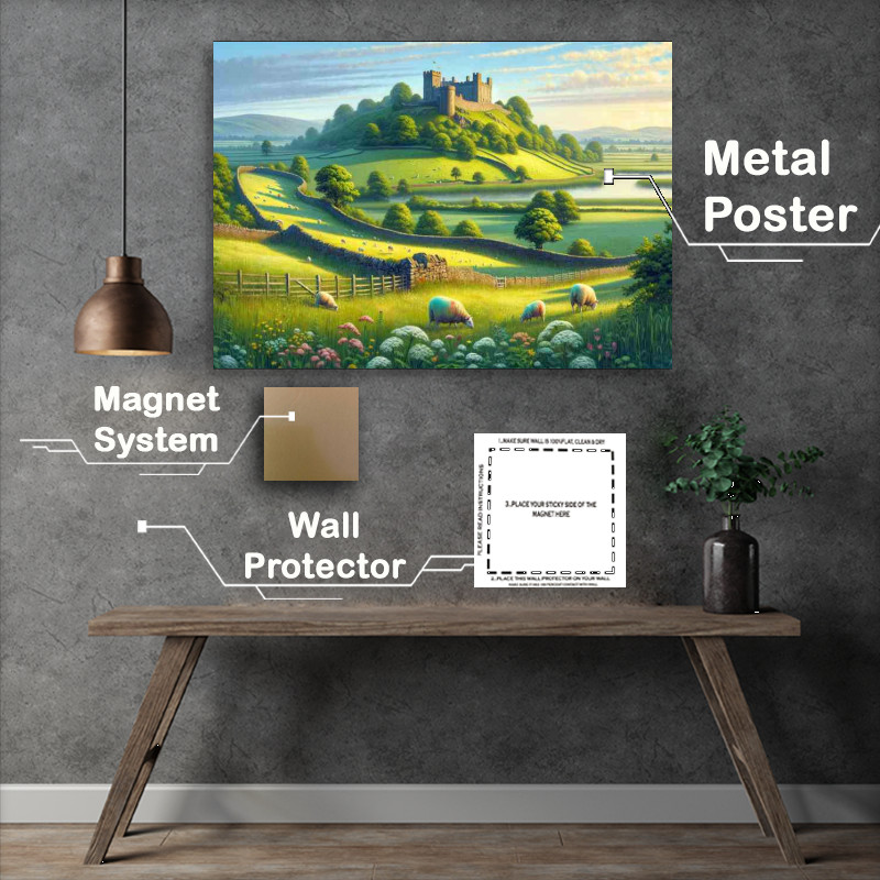 Buy : (Welsh Countryside Metal Poster - Summer Morning Fields)