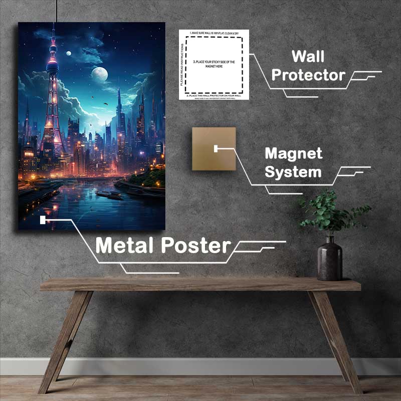 Buy Metal Poster : (Reflections in Cyberpunk)