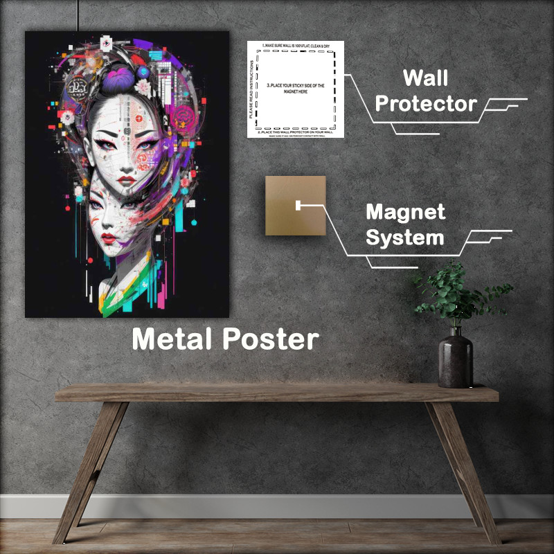 Buy Metal Poster : (Vibrant Kimono Blossoms)