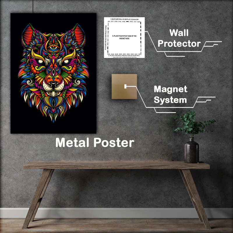 Buy : (Night Wolf Steel Art Poster)