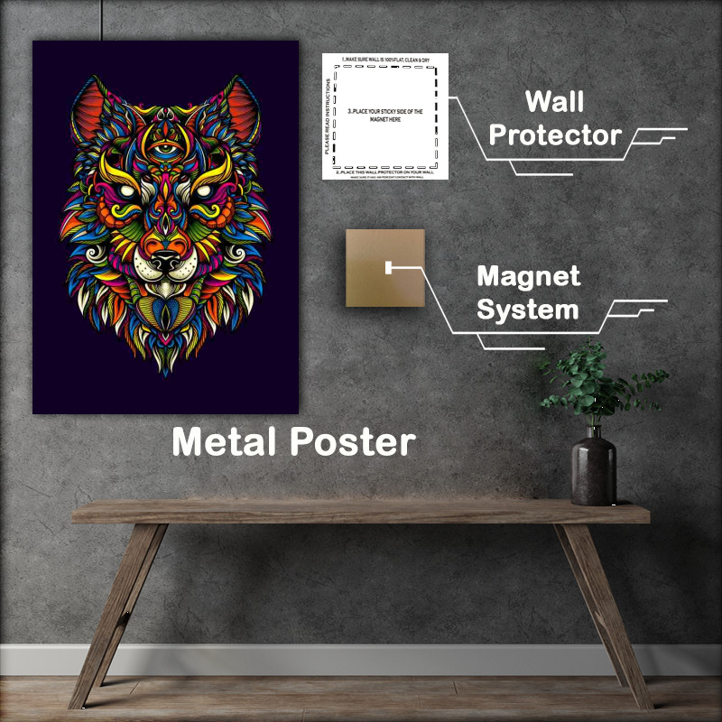 Buy : (Night Wolf Purple Metal Poster)