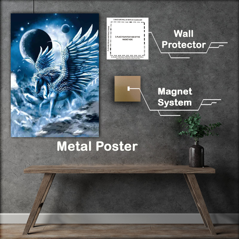 Buy Metal Poster : (Pegasus through the clouds)