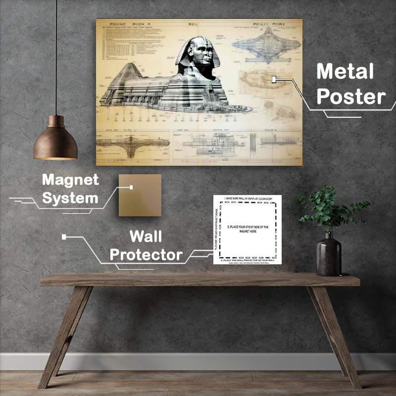 Buy Metal Poster : (Gizas Enigmatic Guardian wonder of the world)