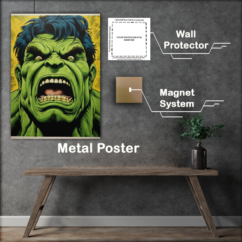 Buy Metal Poster : (Hulk Angry face cartoon style art)