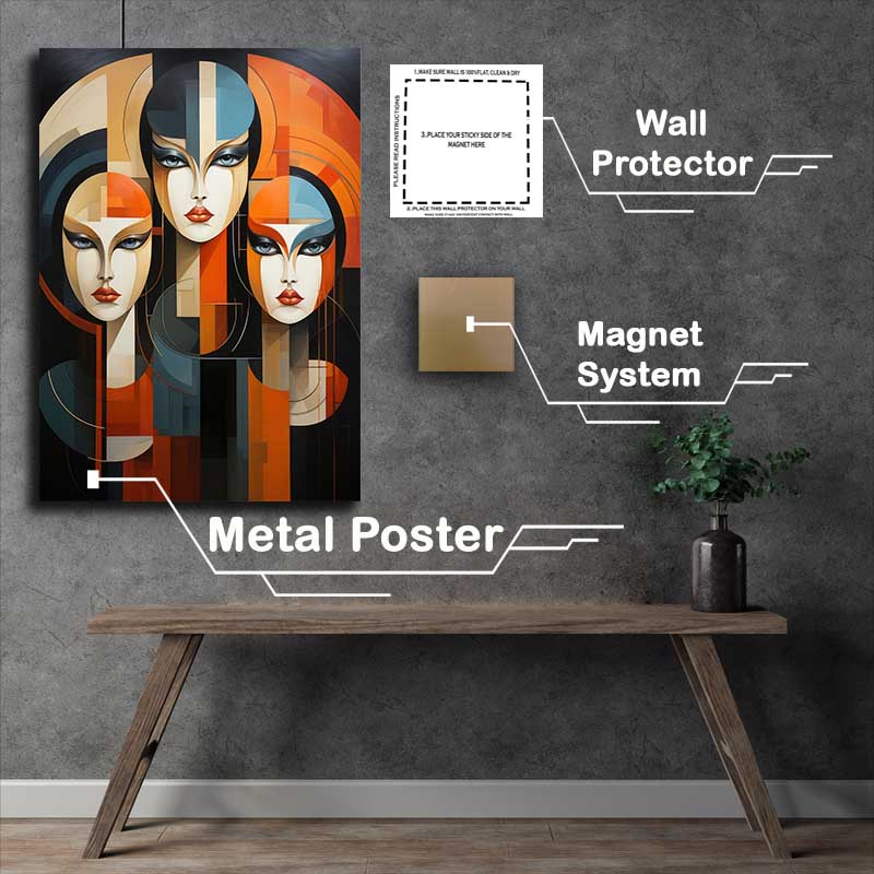 Buy Metal Poster : (Carnival of Faces quirky colours)