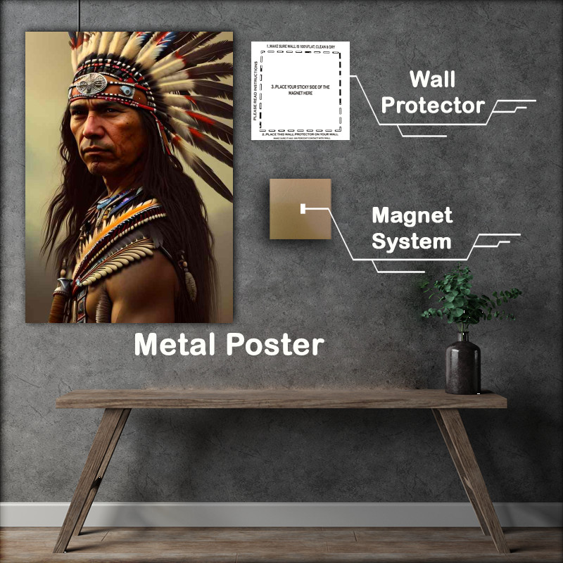 Buy Metal Poster : (Native American Indian Warrior)