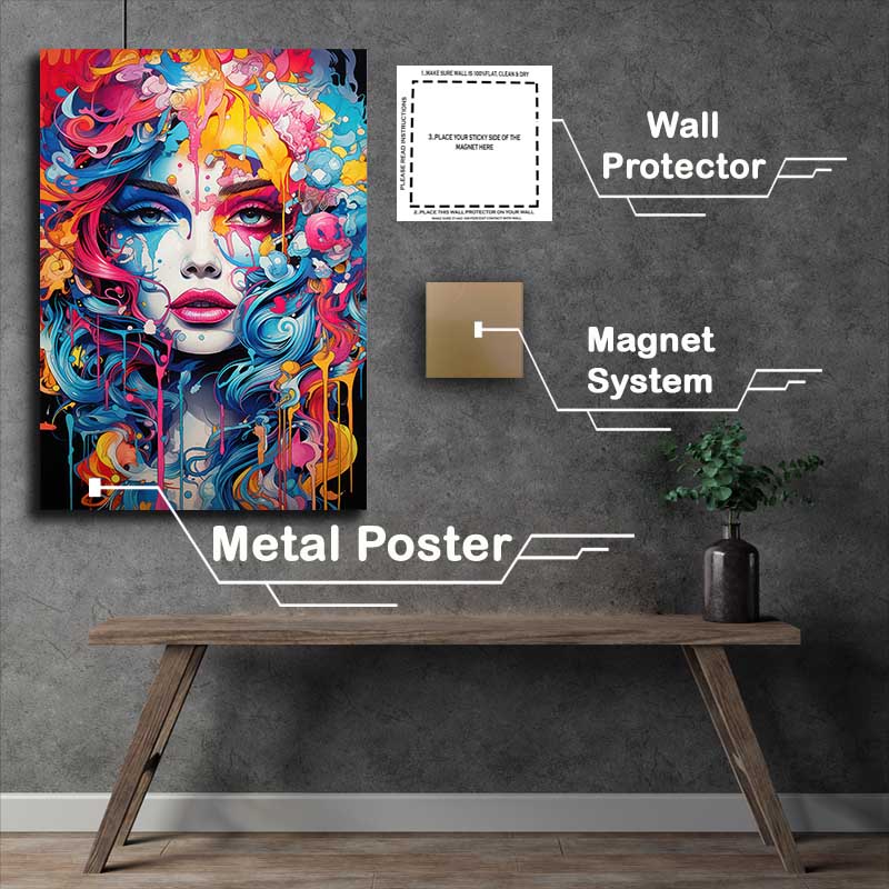 Buy : (Vibrant Kaleidoscope: Metal Poster of Expressive Colors)